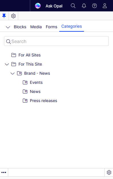 Other add-ons prove that custom tabs with their own "For This ..." folders can be added, in this example for Categories