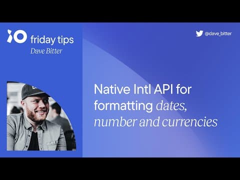 Just use the native Intl API for formatting dates, number and currencies  | Friday Tips #7