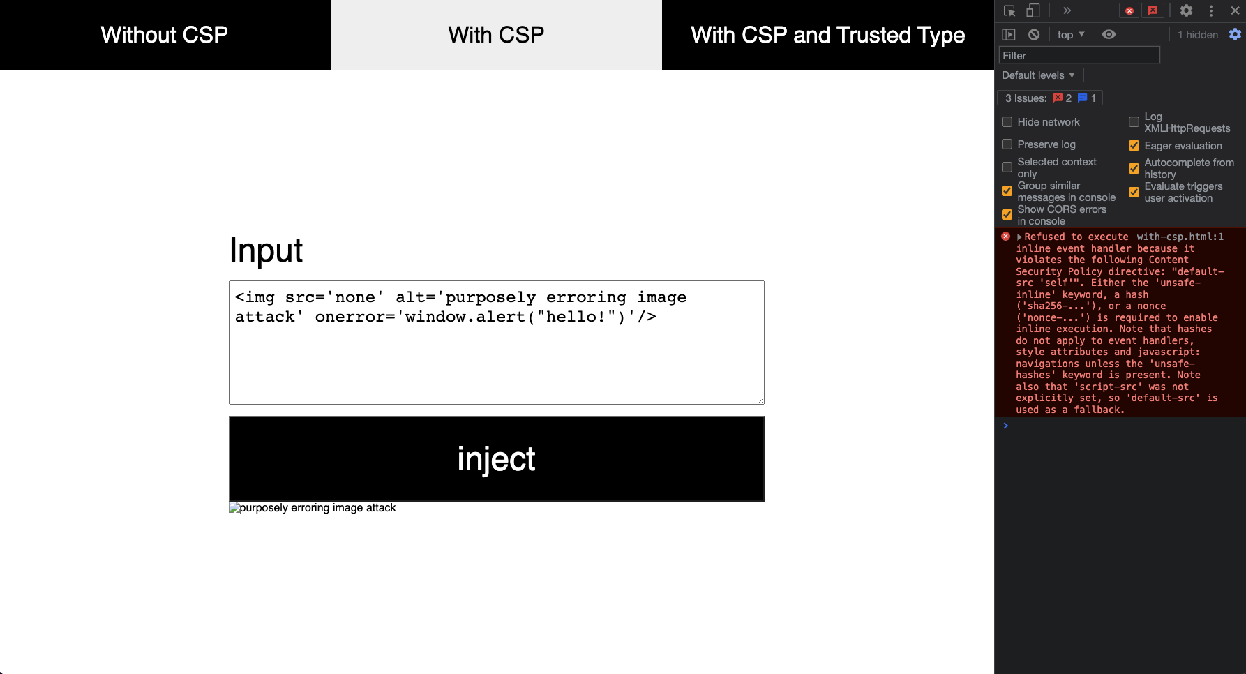XSS injection with CSP