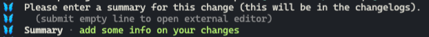 CLI interface to add a summary for the changes