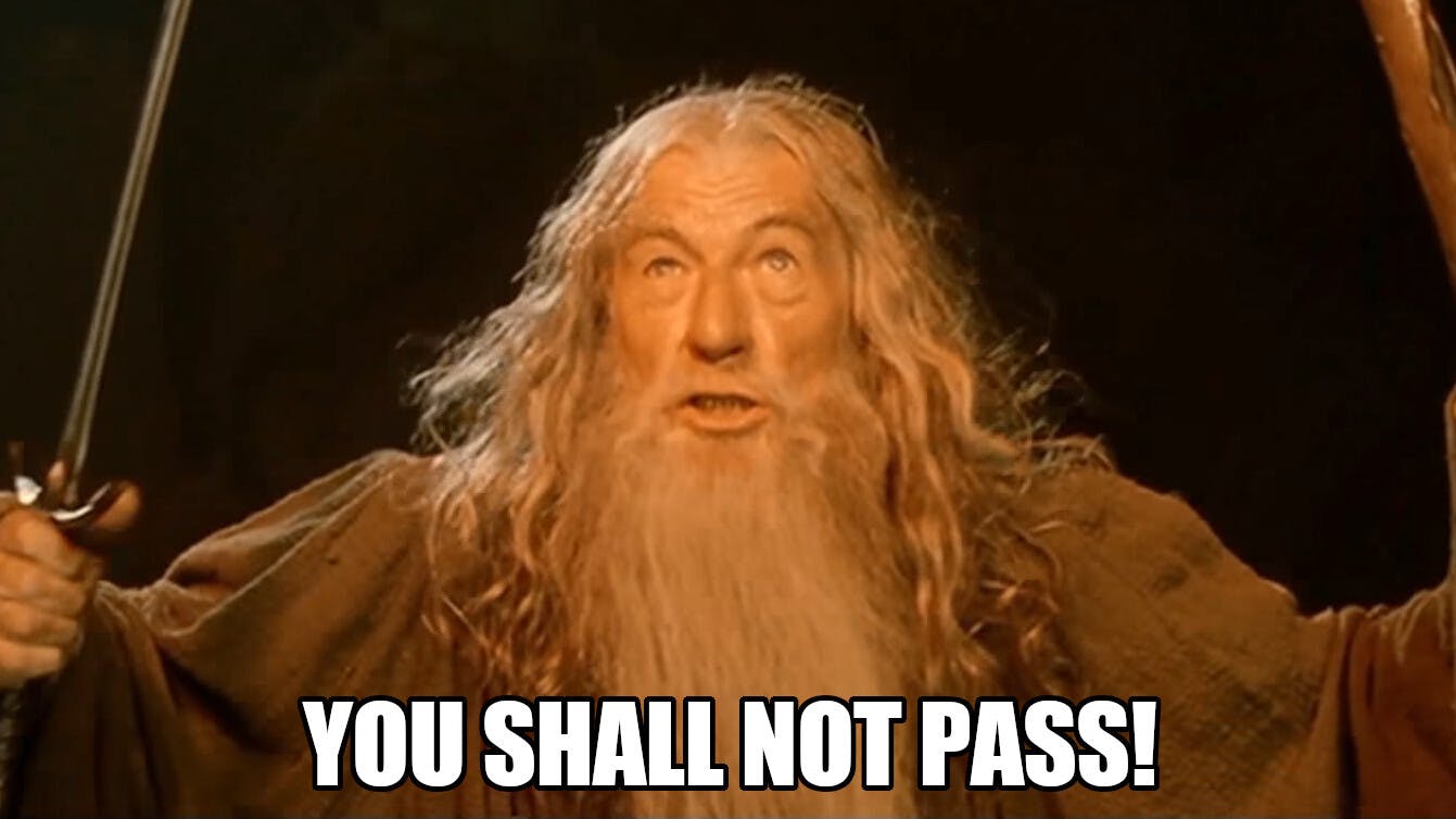 Gandalf in lord of the rings - you shall not pass